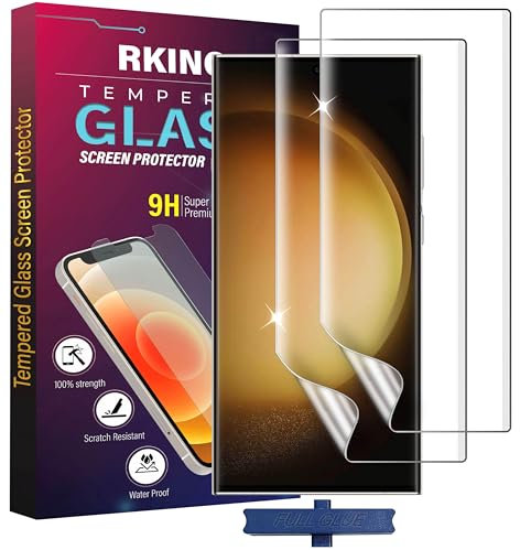 RKINC film de Protection d'écran [Lot de 2] pour Samsung Galaxy S23 Ultra, TPU [pas en verre] [Compatible avec d'empreintes] avec outil d'installation facile, couverture maximale incurvée 3D