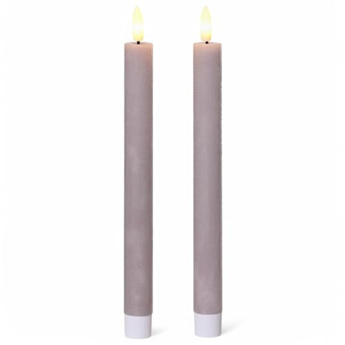 MIJOMA LED-Echtwachskerze mit realistischer Flamme, Timer und batteriebetrieb | Indoor LED-Kerze mit warmweißem Licht | Natürliche Optik (Weihnachtsrot - matte Oberfläche, Ø2cm x 24cm)