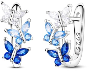 Parmuz Creolen aus 925er-Sterlingsilber für Damen Schmetterling groß, klein, Huggie, verschiedene hypoallergene, modische, trendige Ohrringe, Schmuck für Geburtstagsfeier | Kreolen aus 925er-Sterlingsilber, mit kubischem Zirkonia, gedrehtes Kreuz, kleines Geschenk für Sie