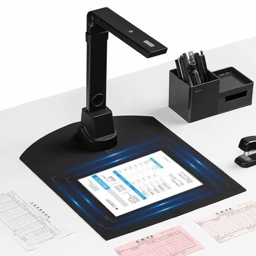 NVYAZJ Cámara Y Escáner De Documentos Portátiles, Cámara De 12 Megapíxeles con Luz LED, Reconocimiento De Texto OCR, Corrección Automática De Desviaciones, Proyección En Tiempo Real, PDF Multipágina