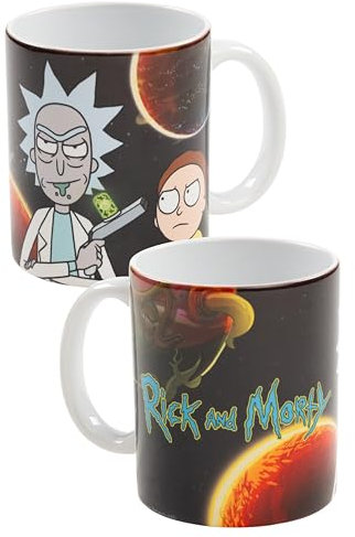 Rick and Morty Tasse - Planet Kaffeetasse Becher Kaffeebecher aus Keramik Schwarz 320 ml