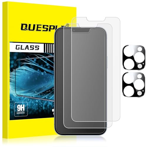 QUESPLE [2+2 Pack] Matte Screen Protector for iPhone 12 Pro Max with Camera Lens Protector, Anti-Fingerprint, Anti-Glare Matte Tempered Glass Film, Anti-Reflection/Bubble Free