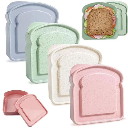 ZQZXD 4 Stück Sandwich-Behälter Sandwich-Box Lebensmittel Lagerung Toast Form Halter Kunststoff Brot Sandwich Keeper Prep Mikrowelle spülmaschinenfest