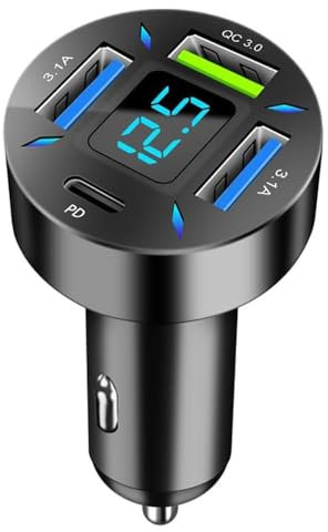 LJJWIW Voiture Chargeur pour Audi Q2 Q3 Q4 E-tron Q5 Q6 E-tron Q7 Q8 Q8 E-tron Quattor,Automobile Chargeurs,Chargeur Allume Cigare USB,LED Voltmètre,Chargeur Rapide Doubles Ports,Portable Accessoires