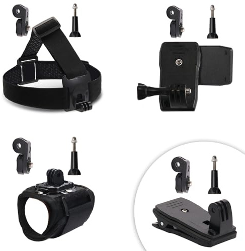 CAMKIX Accessories Kit Head & Backpack Mount Bundle Compatible with GoPro Hero 13/12/11/10/9/8/7/6/5, Insta360 - Head Strap Mount, Backpack Clip, 360° Rotating Wrist Strap, Adapters