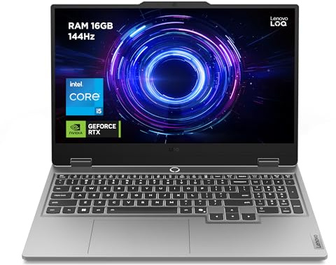 Lenovo LOQ 15IRX10 - Ordinateur Portable Gaming 15.6'' FHD 144Hz (Intel Core i5-13450HX, RAM 16Go, SSD 512Go, NVIDIA RTX 5050 8GB, sans Système d'Exploitation) Clavier rétroéclairé blanc AZERTY - Gris
