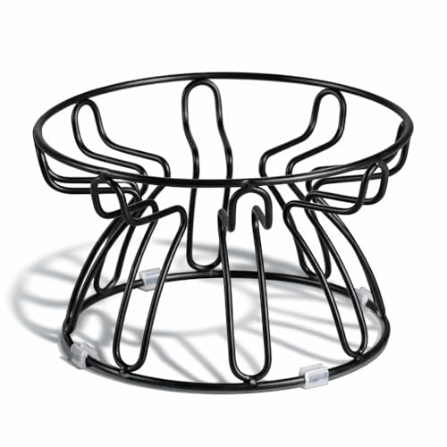 Elevated Cat Bowl Stand - Black Iron Metal Holder with Anti-Slip Grips - Raised Feeding Station for Shallow Cat Food Dishes - 6.7 W x 3.9 H (Bowl Not Included)