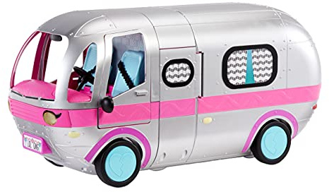 L.O.L. Surprise! Coffret Glamper - Camping-Car argenté métallisé avec Plus de 55 Surprises, Effets Lumineux et sonores, Piscine, Toboggan et mobilier, dès 4 Ans