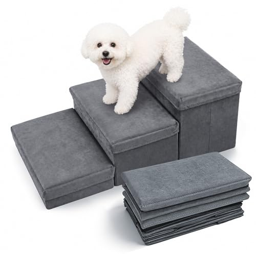 Scaletta per Cani, Scala per Cani Con Vano Portaoggetti, Scaletta Pieghevole, Gradini per Adatto a di taglia piccola e grande