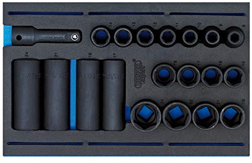 Draper 63487 1/2 Square Drive Impact Socket 20 Piece Set in 1/4 Eva Insert Tray