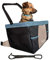 Kurgo Rover Car Booster Seat for Dogs, Quick & Secure Installation, Includes Seat Belt Tether, Fleece Lining, Black/Blue