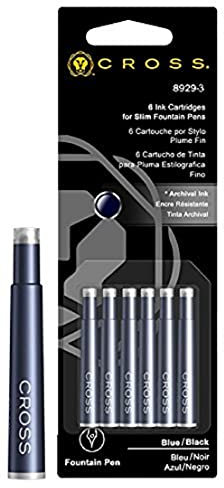 Cross 8929-3 schlanke Tintenpatronen (Spire), 6 Stück in Blisterpackung, blau/schwarz