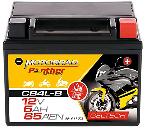 Panther GEL Batterie 12V 4Ah 20A YB4L-B Motorradbatterie DIN 50411 Quad CB4L-B