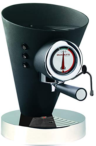 BUGATTI, Diva Evolution, Machine à Café Expresso et Cappuccino, Pour Café Moulu et Dosettes, Fonction vapeur non-stop, 15 Bar, 950 W, Capacité 0,8 Litre, Design Élégant (Noir)