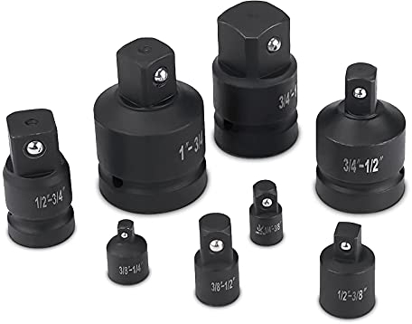 Stecknuss Adapter Satz 8-tlg Steckschlüssel-Konverter, Reduzieradapter, Adapter-Set, 1/4 auf 3/8, 3/8 auf 1/4, 3/8 auf 1/2, 1/2 auf 3/8, 1/2 auf 3/4, 3/4 auf 1/2, 3/4 auf 1, 1 auf 3/4