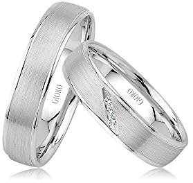 GIORO Alice 53 Eheringe Verlobungsringe Trauringe Freundschaftsringe Silber 925 *handgefasste Steine* Paarpreis Set Partnerringe Silber Weißgold Platin Optik Ringpaar Hochzeitsringe