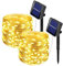ooklee Solar Powered String Lights,Solar Fairy Lights Warm White,10 Meters/ 33Ft 100LEDS / 8 Modes,Waterproof Copper Wire Lighting for Indoor，Outdoor，Wedding，Patio，Home，Garden Decoration