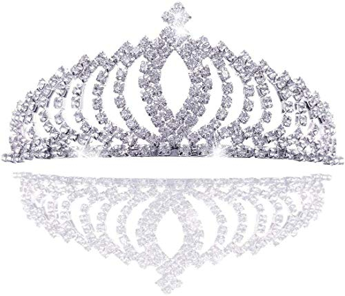 JZK Silber Prinzessin Krone kristall Königin Diadem Strass Braut Brautjungfern Tiara, Metall Stirnband für Hochzeit Geburtstag Prom Erwachsene Party Kinderparty