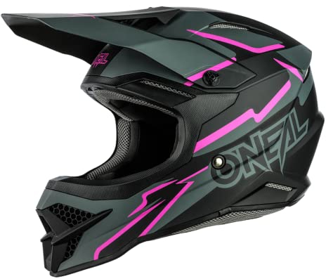 O'NEAL | Motocross-Helm | MX Enduro Motorrad | ABS-Schale, Lüftungsöffnungen für optimale Belüftung und Kühlung | 3SRS Helmet Voltage | Erwachsene | Schwarz Pink | Größe XXL