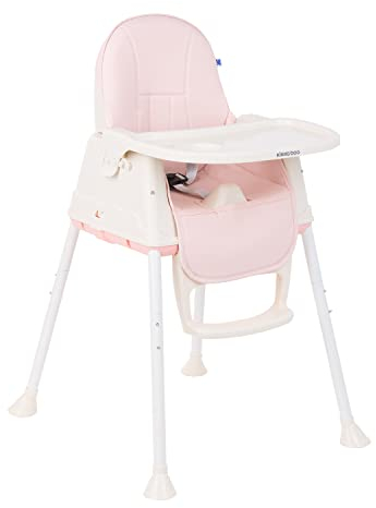 KikkaBoo 3-in-1 Creamy Hochstuhl, Hochstuhl bis zu 36 Monate, wandelbarer Hochstuhl, Sitzerhöhung, Niedrigstuhl, abnehmbares Tablett, Rosa