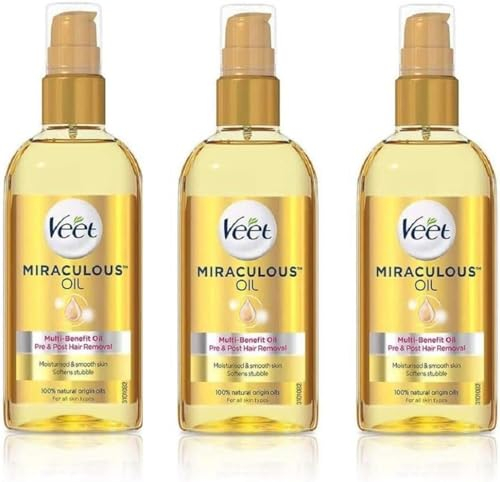 VEET Lot de 3 Huiles Miraculeuse - Huile pré & post épilation - 100ml