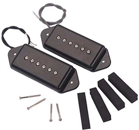 Alnicov P90 Micro à bobine unique en forme d'oreille de chien pour guitare électrique Gibson 6 cordes Noir