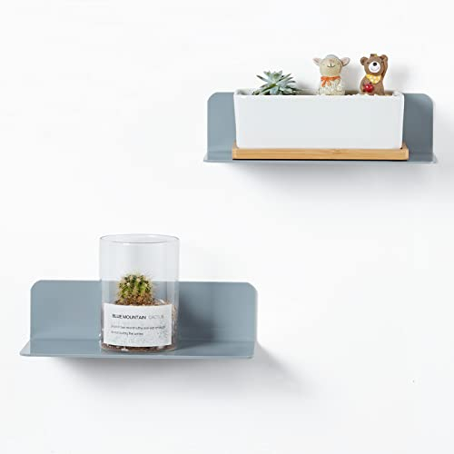 OAPRIRE Etagere Murale Lot de 2 avec 4 Clips Câble, Etagere Murale pour Chambre, Salle de Bains, Cuisine, Salon, Bureau, 22,9cm etagères murales en Acrylique, Gris
