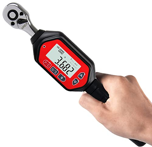 VPOER Digital Torque Wrench 1/4-inch Drive, 0.22-7.37 ft-lbs (0.3-10 Nm) (2.65-88.5 inch Pound) with Buzzer & LED, Calibrated