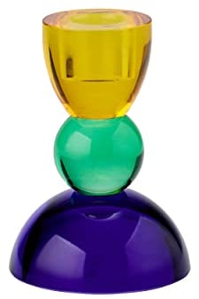 Gift Company Kerzenhalter Sari Kugel, Kerzenständer, Kristallglas, Gelb, Grün, Dunkelblau, 11 cm, 1093601010
