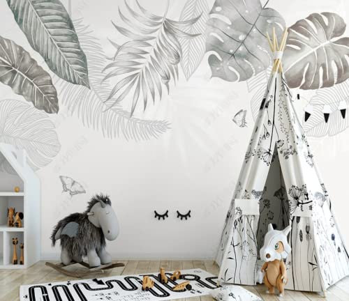 MUNXIN WALLPAPER Papier Peint Panoramique 3D Feuilles De Palmier Nordiques Peintes À La Main Rétro Moderne Papier Peint 3D Intissé Décoration Murale