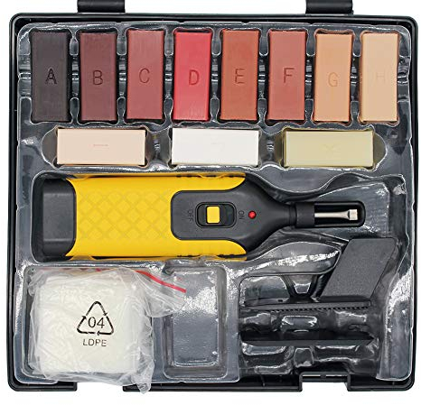 Laminatboden Reparaturset, Bodeninstallation Reparaturwerkzeuge mit 11 Stück Wachsholzblöcke für die Reparatur von Laminat, Boden, Arbeitsplatte, Küchenschrank, Holzplatten - Einfach zu bedienen