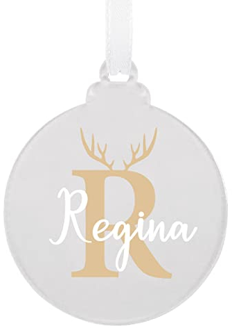 Herz & Heim® Christbaumschmuck Geschenk-Anhänger Acryl/Personalisiert mit Namen (Geweih-Buchstabe)
