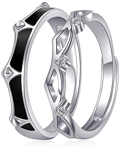 Vxddy Paar Ringe Eheringe Hochzeitsringe Prinzessin und Ritter Versprechen Paare Ring Passende Schmuck Sterling Silber Einstellbar Ihn und Sie Geschenke