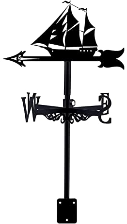 WIQUYBML Wetterfahne für Segelschiffe aus Metall, dekorative Wetterfahne, Gartenmontage, Hofpfahl, Windrichtungsanzeiger, Edelstahl, Windfahne aus Hof, Eisen, Kunstfarm, langlebige Szene