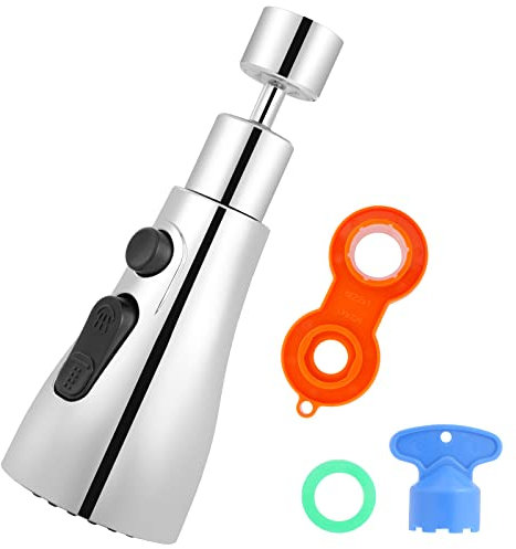360° Rotateble Kitchen Tap Spray Head, Faucet Extend Nozzle with 3 Modes, Adjustable Tap Aerator Replacement Part for Kitchen Bathroom Mixer, G 1/2 Connector