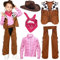 Tacobear Cowboy Costume Bambino Vestito Cowboy Bambino con Cappello Cowboy Bandana Gilet Cowgirl per Festa Halloween Natale Carnevale Cowboy Accessori per Bambini Ragazze 3-12 Anni