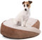 Wallace & Jones | Hundebett rund Grace - gemütlicher Hundekorb mittelgroße Hunde | Hundekissen, Hundebett mit Rand, rutschfest | braun-beige | Größe M | ca. 60 x 60 x 18 cm