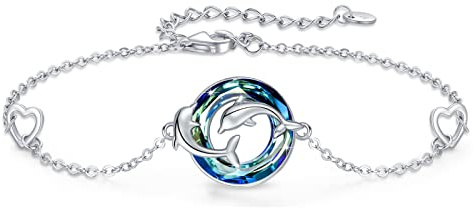 JFASHOP Delphin Armband 925 Sterling Silber Beste Freunde Doppel Delphin -Armbänder BBF Juwely Geschenk für Frauen Freundin Mutter mit Geschenken Box