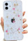 LSEEKA for iPhone 12/ iPhone 12 Pro Clear Case with Pressed Real Flowers Design,Glitter Cute Pink Floral Pattern Slim Soft TPU Protective Women Girl's Phone Cover for iPhone 12/12 Pro
