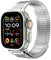 LULULOOK Correa de acero inoxidable compatible con Apple Watch Ultra 49/44/45/42/41/40/38 mm para hombre y mujer, correa de repuesto magnética de metal para iWatch Ultra 2 Serie 9 8, plata