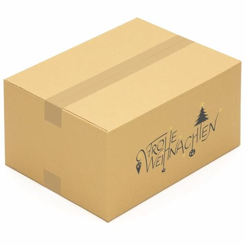 KK Verpackungen® Versandkartons mit Weihnachtsmotiv | 5 Stück, 400 x 300 x 200 mm Postkartons mit Frohe Weihnachten Motiv | Idealer Karton für den Paketversand von Weihnachtsgeschenken