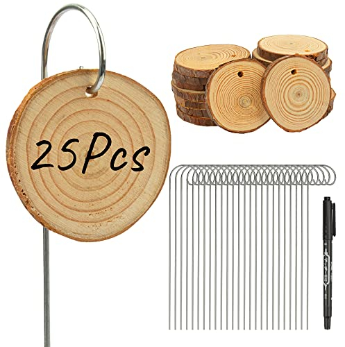 Temlum 25er Set Pflanzenschilder zum Beschriften, Holz Pflanzenstecker Beschriftungsschilder Wetterfest Pflanzschilder für Draussen Namensschilder für Gemüse, Kräuter, Blumen