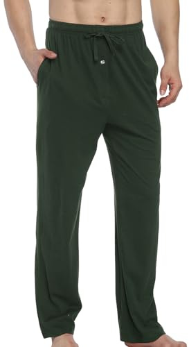HomyComy Pantaloni Pigiama Uomo 100% Cotone Leggero Abbigliamento da Notte Pantaloni del Pigiama Sciolti a Quadri da Uomo con Coulisse e Tasca