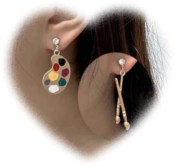 Boho Pinsel Tropfen Ohrringe Künstler Palette baumelnde Ohrringe für Frauen Zeichenbrett Ohrringe Statement Malerei Ohrringe goldene asymmetrische Ohrringe Schmuck für Mädchen Geschenke (Gold)