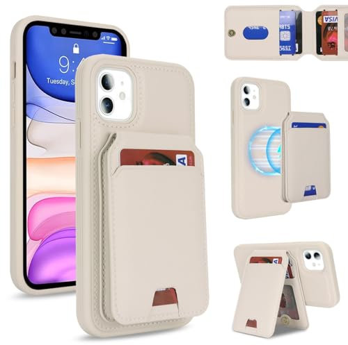 Zouzt for iPhone 11 Detachable 2 in 1 Wallet Case with Card Holder for Magsafe, Magnetic PU Leather Flip Credit Slot Protective Phone Cover Women Men for iPhone 11 6.1 Inch - White