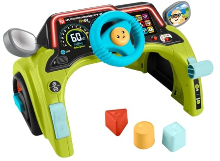 Fisher-Price Lernspielzeug für Babys und Kleinkinder Lernspaß Fahrspaß Lenker, Auto Spielcenter für Kinder ab 6 Monaten, mehrsprachige Version, HYR92