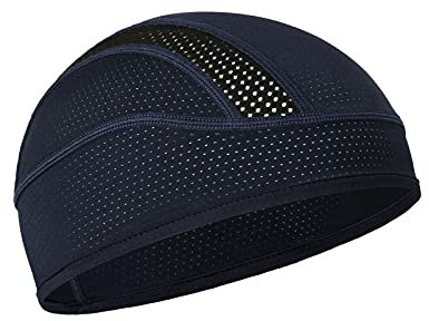 MELASA Cooling Fahrradmütze Unter Helm, Mech Atmungsaktive Helmet Liner Skull Cap, Fahrradhelm Mütze Laufmütze Sport Funktionsmütze für Männer Frauen, Passt unter Helme(Dunkelblau)
