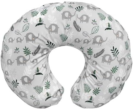 Boppy Stillkissen für Babys 0+ Monate, Ergonomische Form mit Unterstützung für Mutter und Baby, Neugeborenes Brust- und Flaschennahrung Unterstützung, Maschine waschbar, Elefant Hello