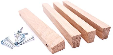 JOWE Möbelgriffe aus Holz inkl.Schrauben - 4 Stk Griffleisten aus Eiche natur | Form: Trapez, Bohrabstand 128 mm