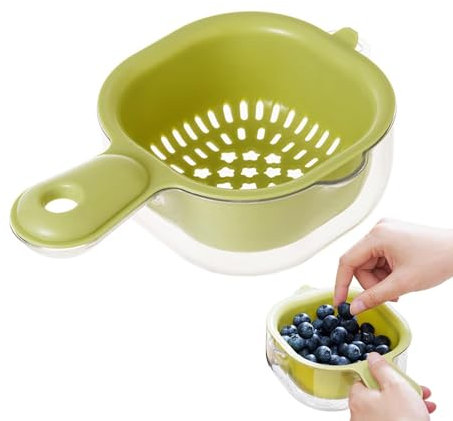 Panier De Lavage De Fruits Avec Passoire | Panier D'égouttage De Cuisine À Double Couche Avec Poignée | Petit Bol D'égouttage De Légumes Pour Fruits Et Tomates Et Raisins